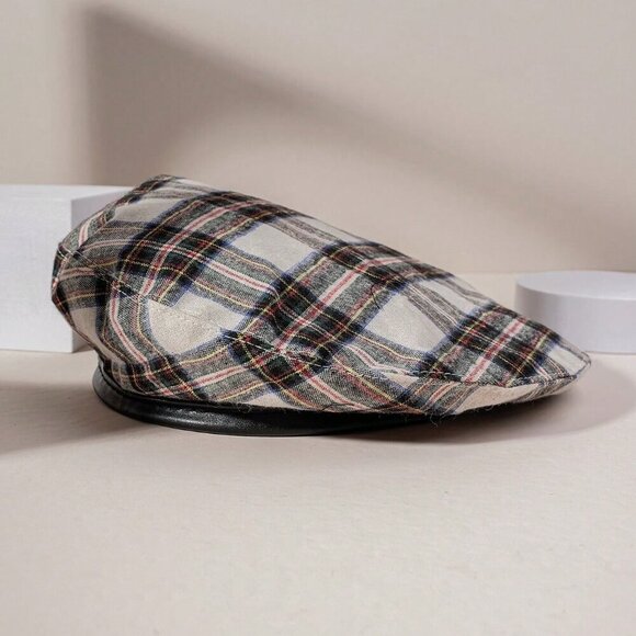 Casual Christmas Plaid Women\'s Beret Sun Hat Adjustable Outdoor